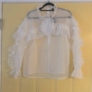 Beautiful white sheer see thru blouse long sleeve size XL now only $30